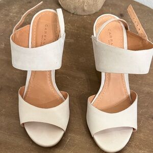 Carrano Cream Leather Two-Strap Block Heel Sandals✨Sz.7